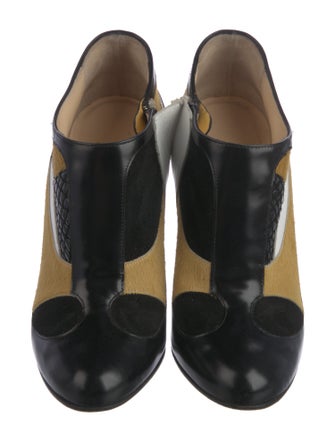 Christian Louboutin Ponyhair Colorblock Pattern T-Strap Pumps