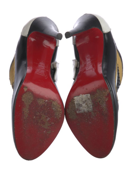 Christian Louboutin Ponyhair Colorblock Pattern T-Strap Pumps