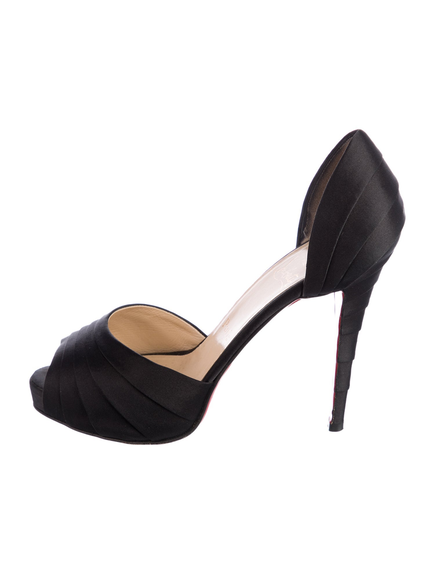 Christian Louboutin Satin Cutout Accent D'Orsay Pumps