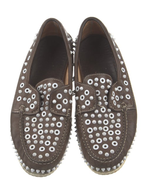 Christian Louboutin Spike Accents Leather Boat Shoes