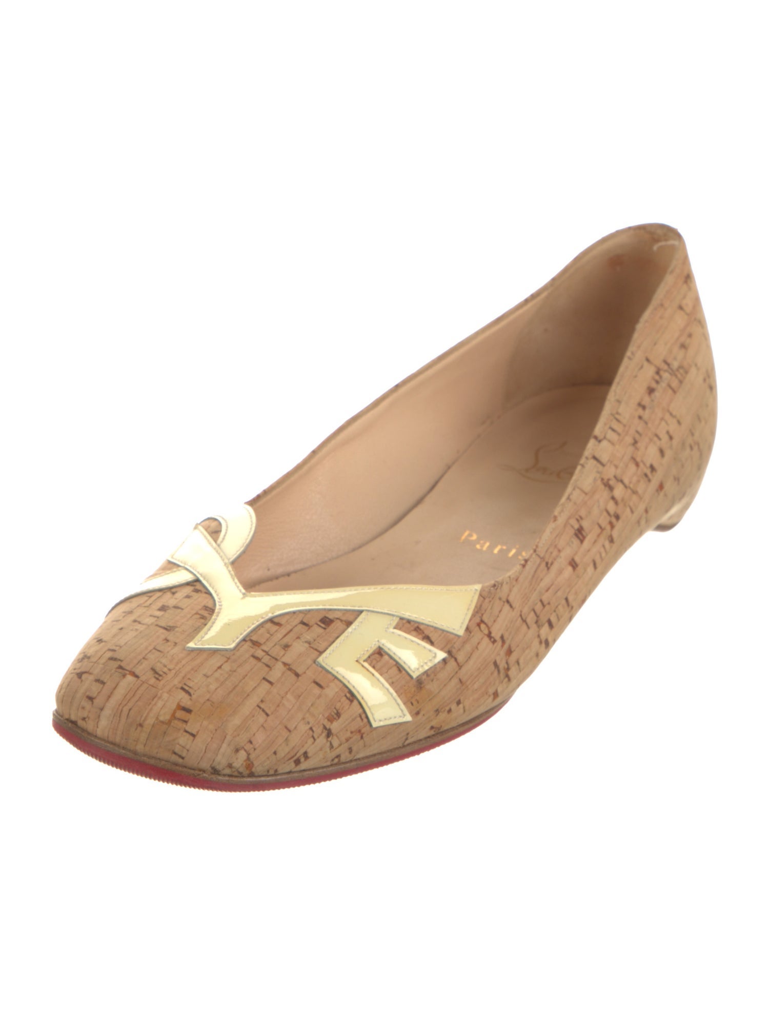 Christian Louboutin Printed Leather Trim Embellishment Ballet Flats