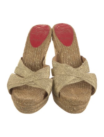 Christian Louboutin Raffia Glitter Accents Espadrilles