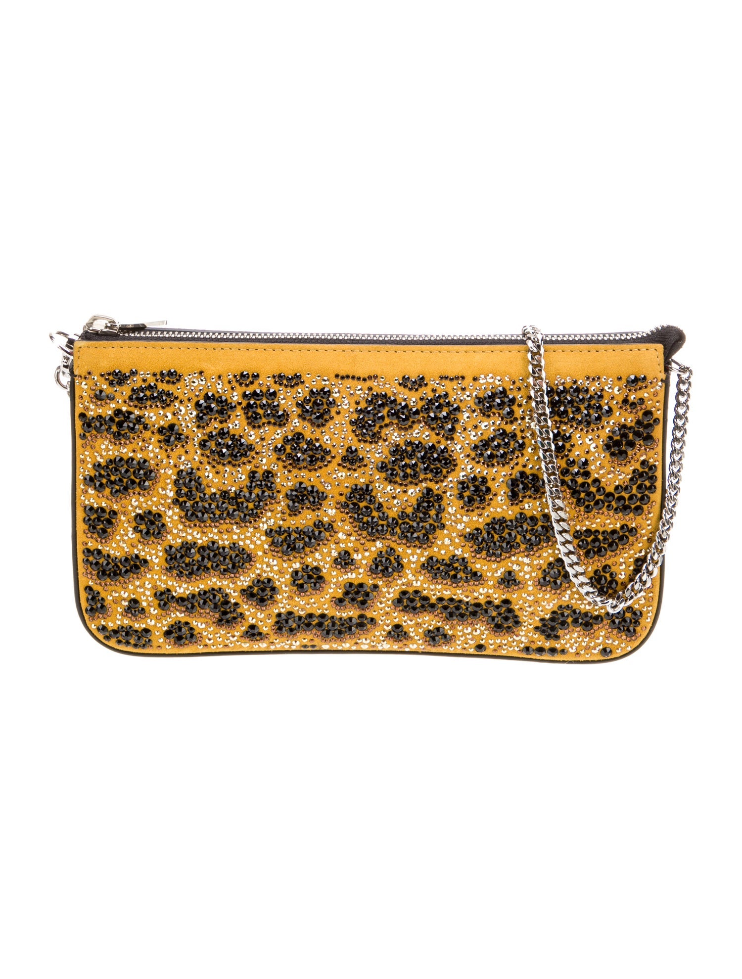 Christian Louboutin Suede Loubila Leopard Strass Pouch