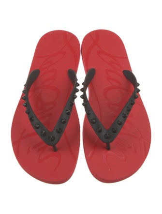 Christian Louboutin Spike Accents Rubber Flip Flops