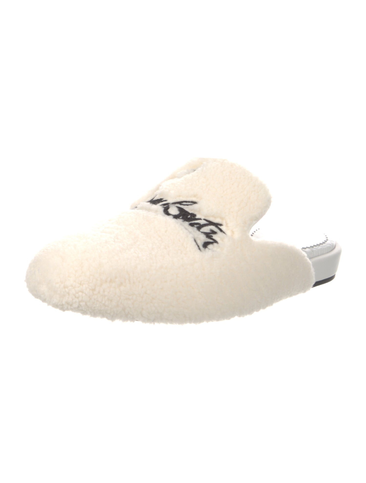 Christian Louboutin Shearling Embroidered Accent Mules