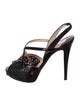 Christian Louboutin Patent Leather Patterned Slingback Pumps