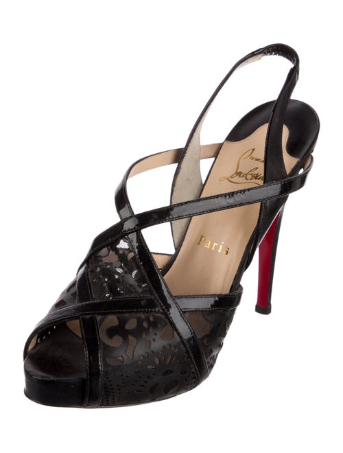 Christian Louboutin Patent Leather Patterned Slingback Pumps