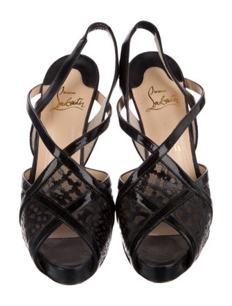 Christian Louboutin Patent Leather Patterned Slingback Pumps