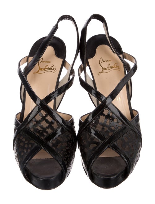 Christian Louboutin Patent Leather Patterned Slingback Pumps