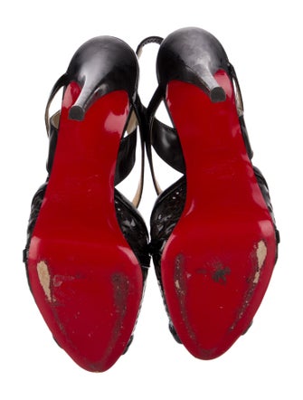 Christian Louboutin Patent Leather Patterned Slingback Pumps