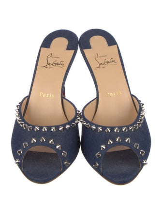 Christian Louboutin Dolly Spike Denim Slides