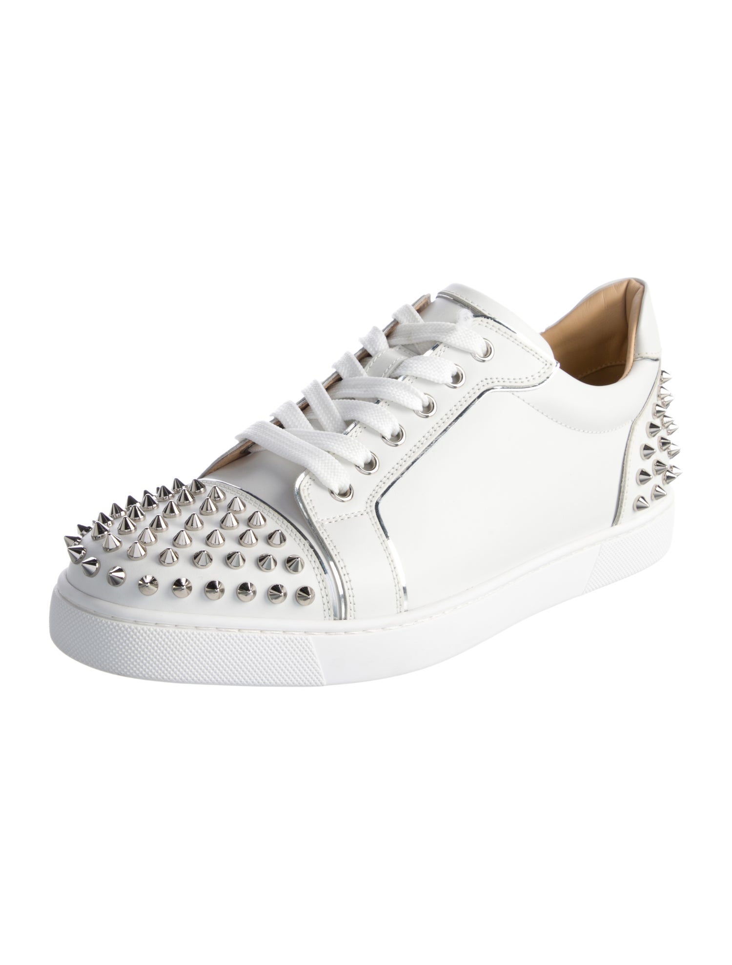 Christian Louboutin Leather Studded Accents Sneakers