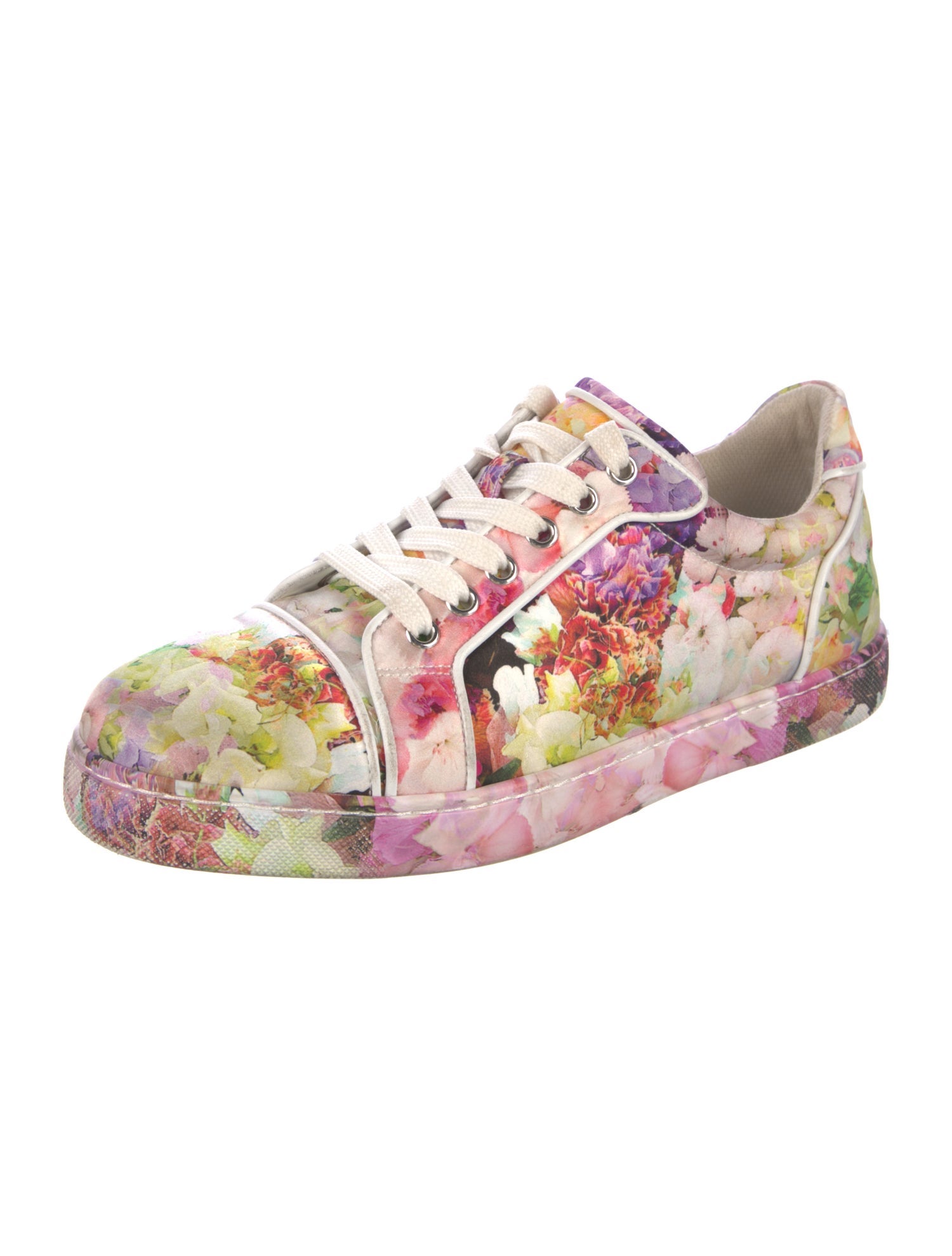 Christian Louboutin Leather Floral Print Sneakers