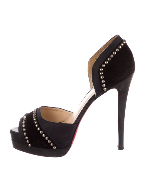 Christian Louboutin Suede Studded Accents D'Orsay Pumps