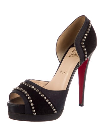 Christian Louboutin Suede Studded Accents D'Orsay Pumps