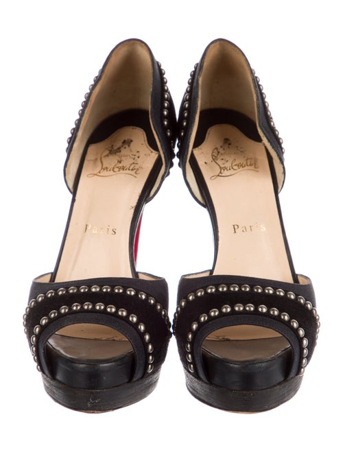 Christian Louboutin Suede Studded Accents D'Orsay Pumps