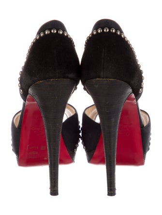 Christian Louboutin Suede Studded Accents D'Orsay Pumps