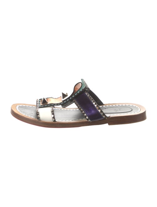 Christian Louboutin Rockstud Accents Leather Slides