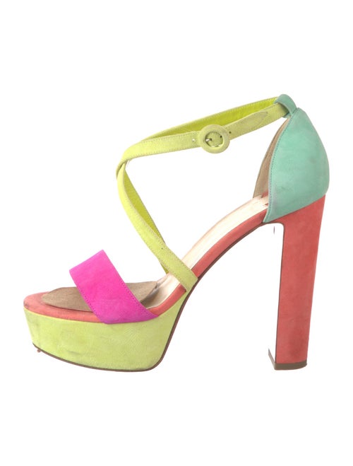 Christian Louboutin Suede Colorblock Pattern Sandals
