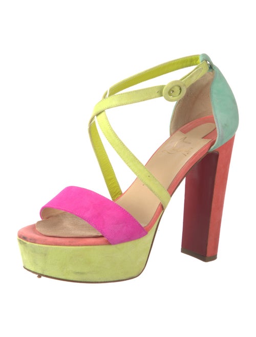 Christian Louboutin Suede Colorblock Pattern Sandals