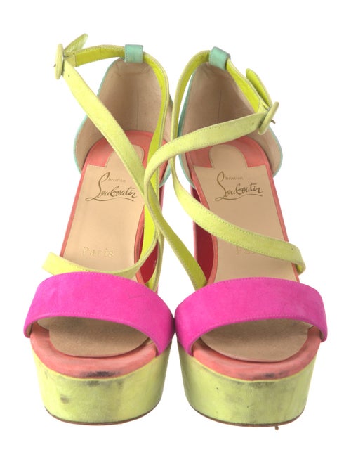 Christian Louboutin Suede Colorblock Pattern Sandals