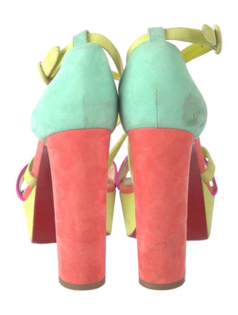 Christian Louboutin Suede Colorblock Pattern Sandals