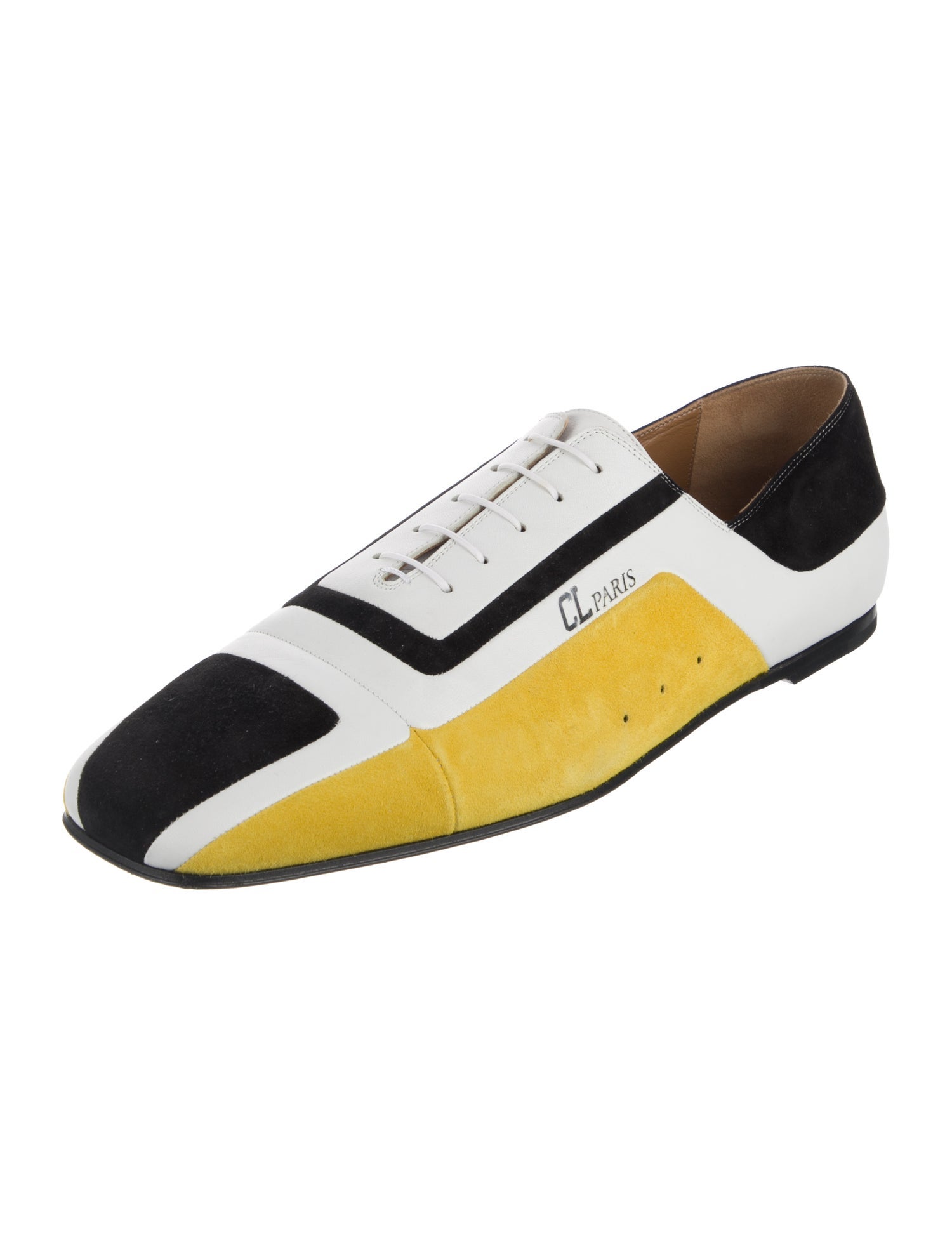 Christian Louboutin Suede Colorblock Pattern Oxfords