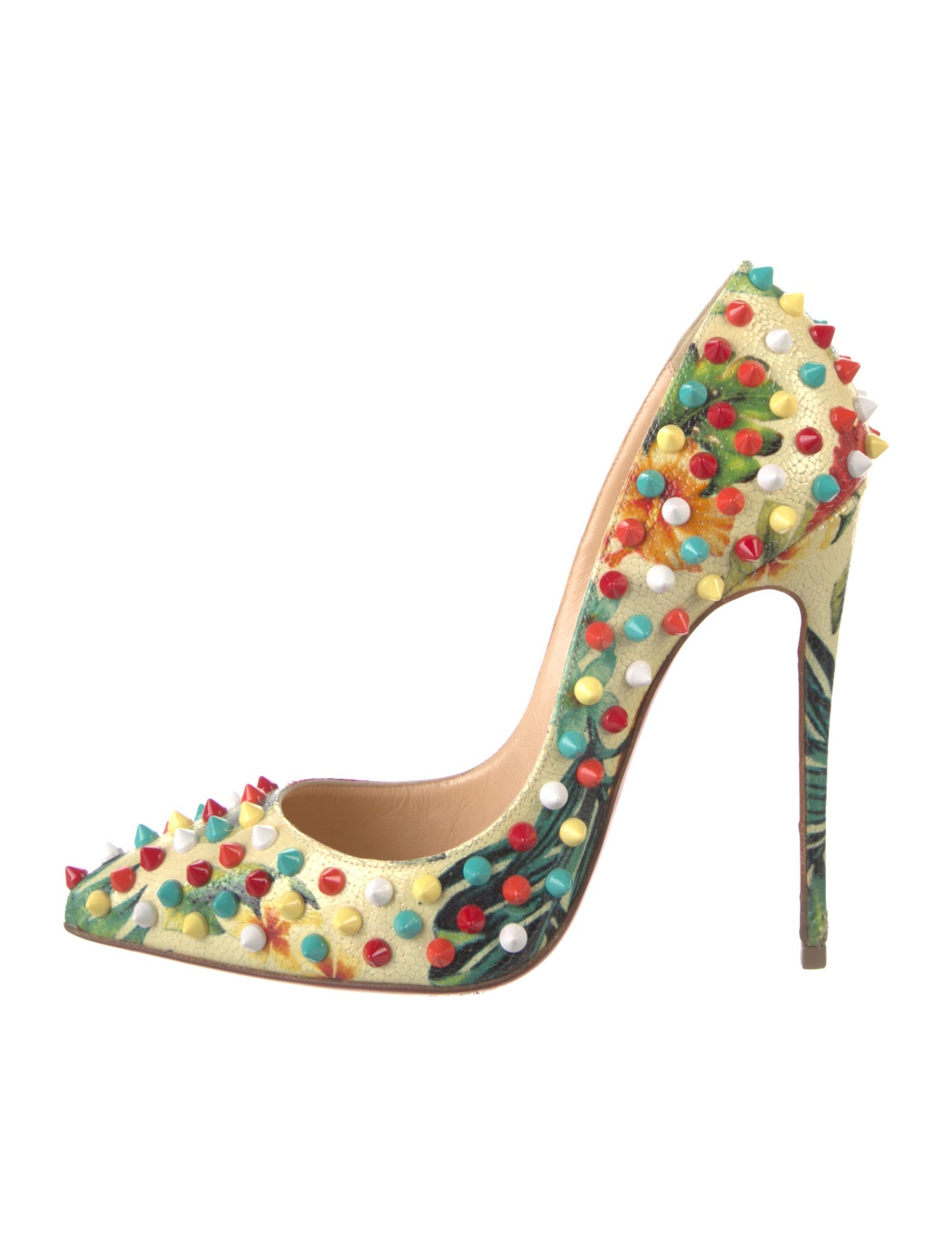 Christian Louboutin Spike Accents Leather Pumps