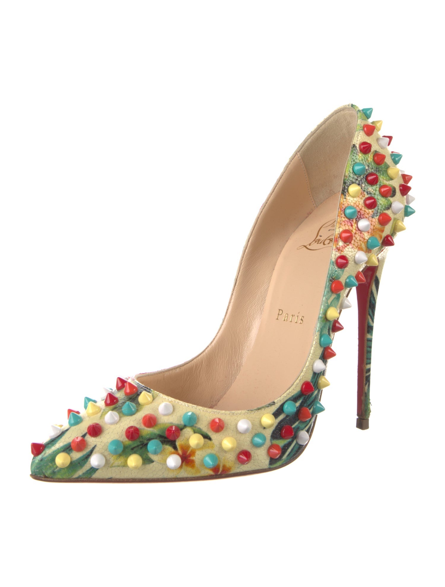 Christian Louboutin Spike Accents Leather Pumps