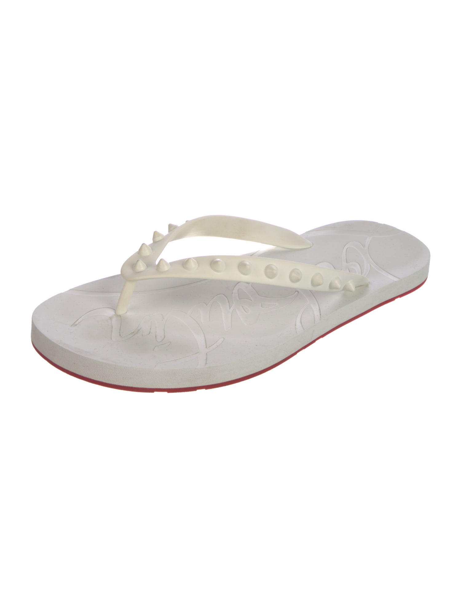 Christian Louboutin Spike Accents Rubber Flip Flops