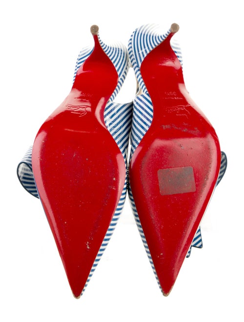 Christian Louboutin Patent Leather Striped Slingback Pumps