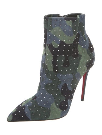 Christian Louboutin Suede Camouflage Print Boots