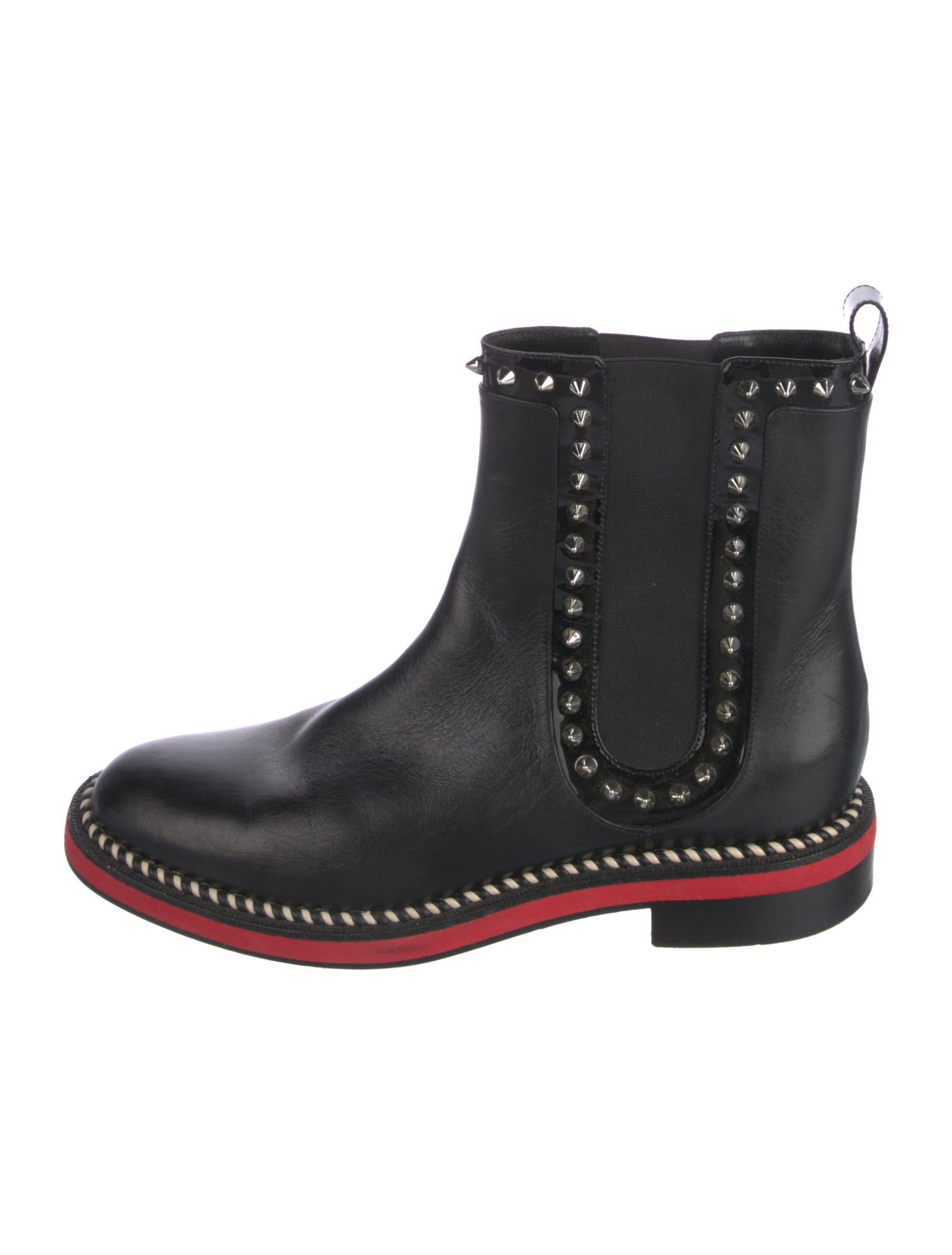 Christian Louboutin Spike Accents Leather Chelsea Boots