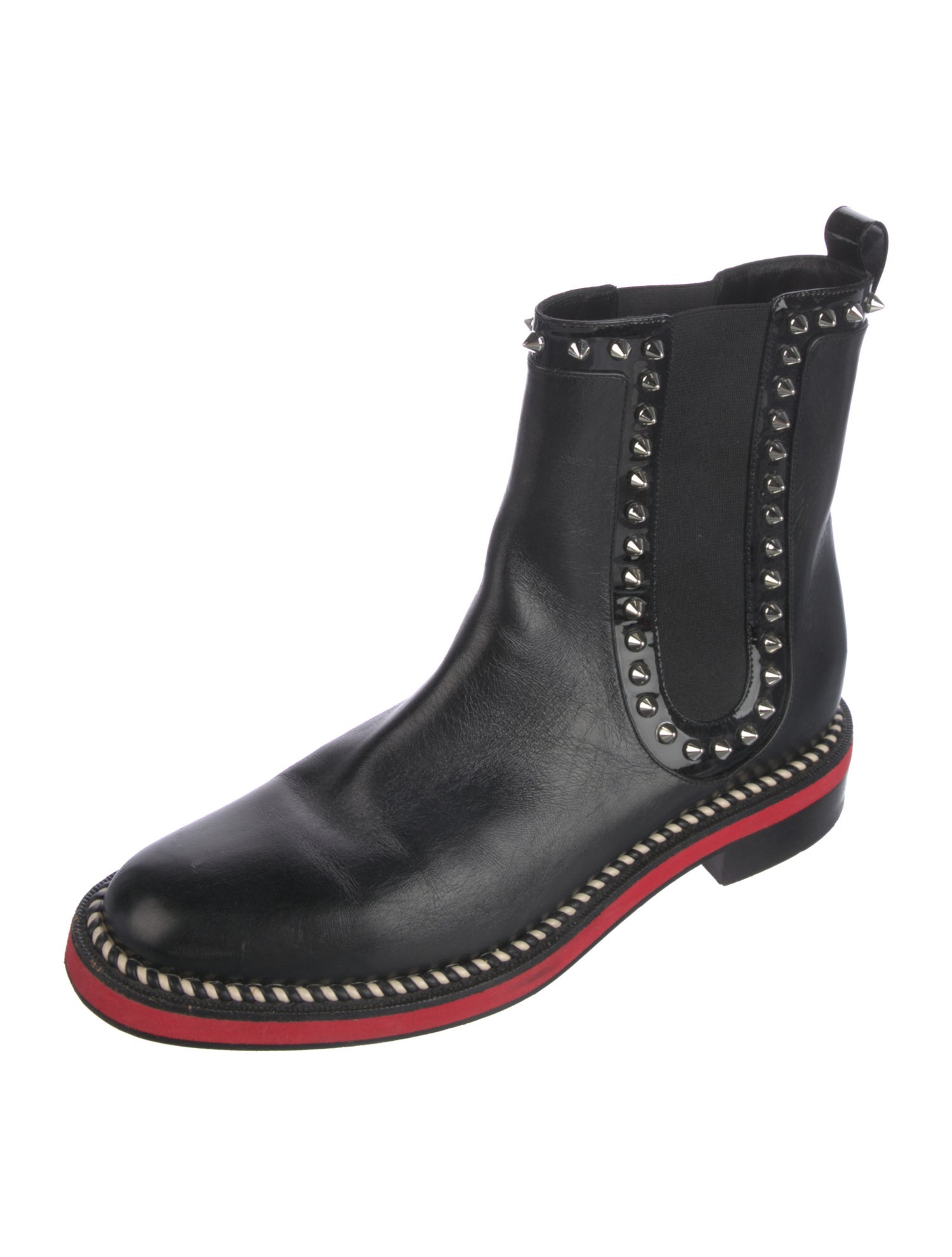 Christian Louboutin Spike Accents Leather Chelsea Boots