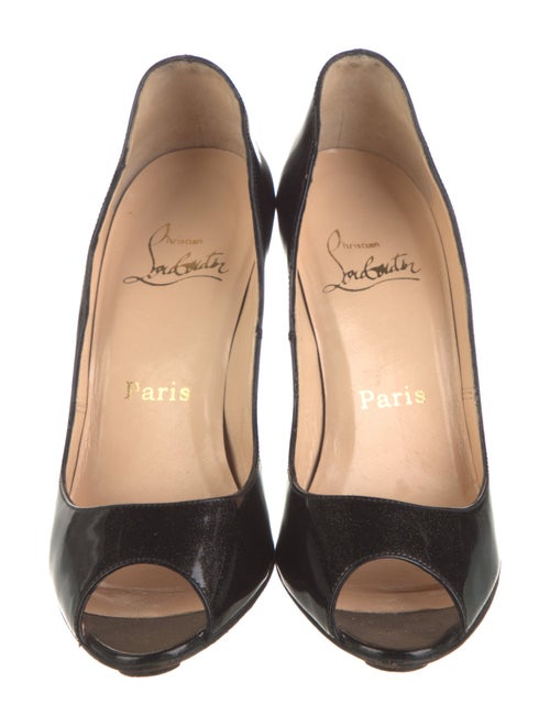 Christian Louboutin Patent Leather Glitter Accents Pumps