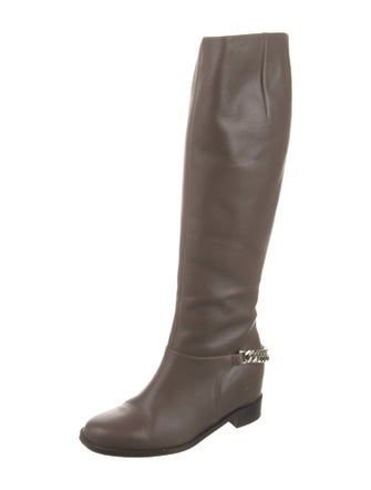 Christian Louboutin Leather Chain-Link Accents Riding Boots