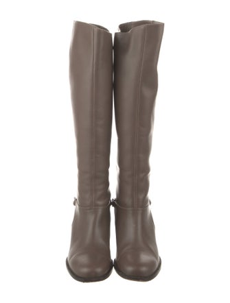 Christian Louboutin Leather Chain-Link Accents Riding Boots