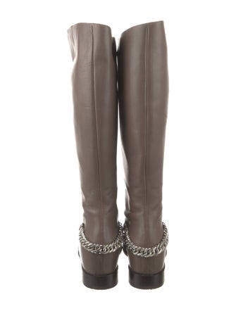 Christian Louboutin Leather Chain-Link Accents Riding Boots