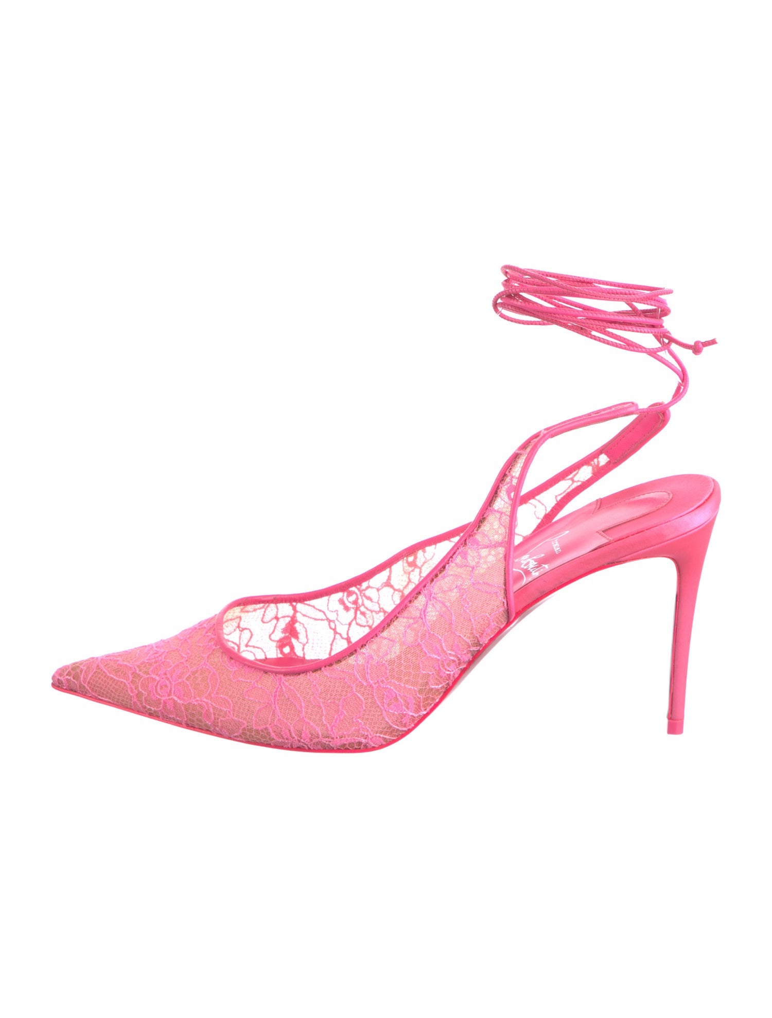 Christian Louboutin Lace Lace Pattern Slingback Pumps