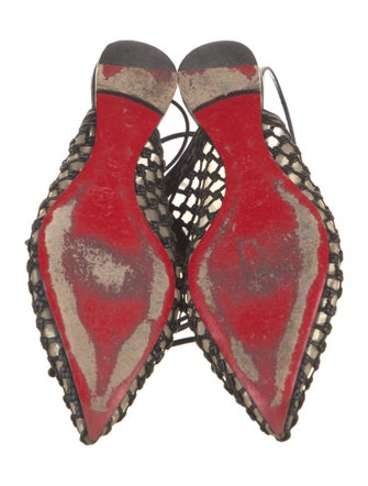 Christian Louboutin Leather Mesh Accents Mules