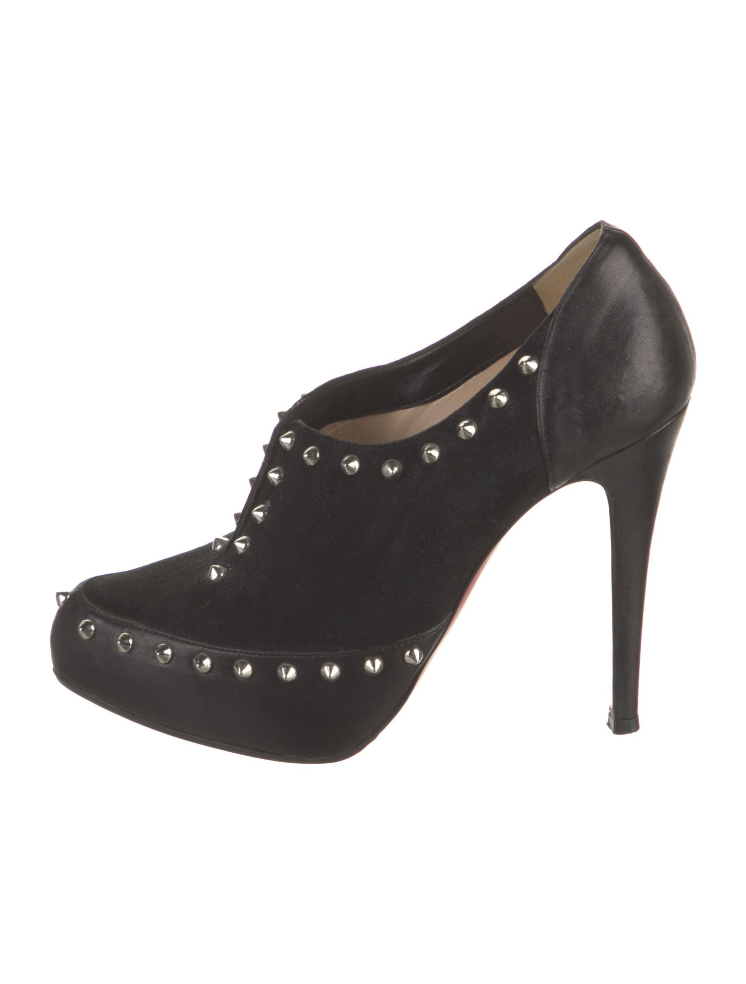 Christian Louboutin Spike Accents Suede Pumps