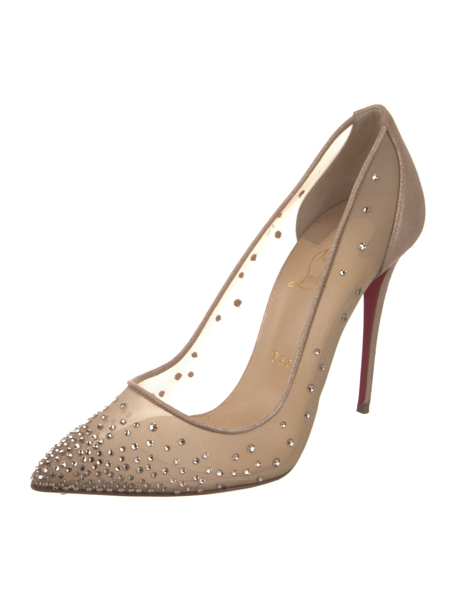 Christian Louboutin Mesh Crystal Embellishments Pumps
