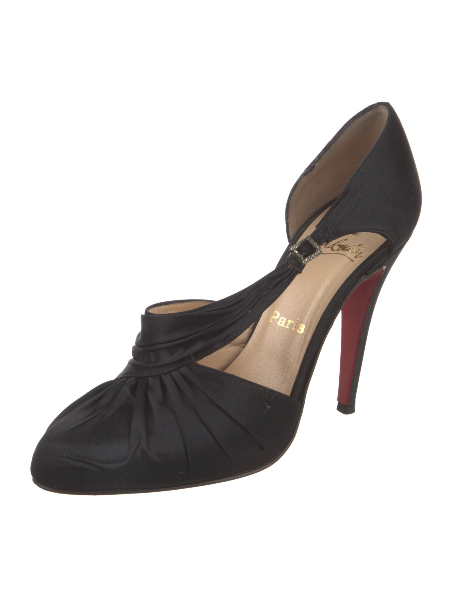 Christian Louboutin Drapinight 100 Crepe Satin Satin D'Orsay Pumps
