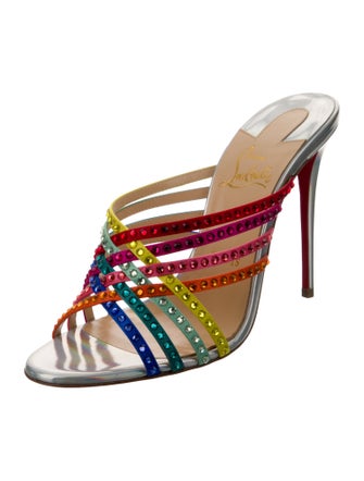 Christian Louboutin Leather Colorblock Pattern Slides