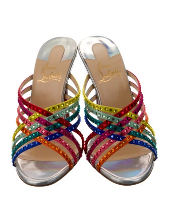 Christian Louboutin Leather Colorblock Pattern Slides