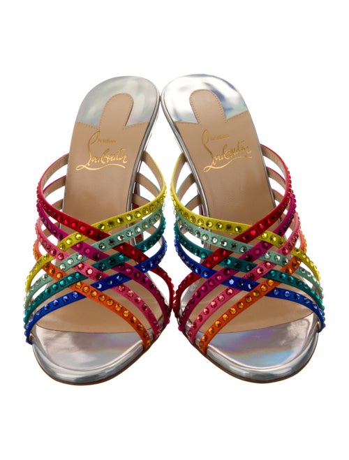 Christian Louboutin Leather Colorblock Pattern Slides