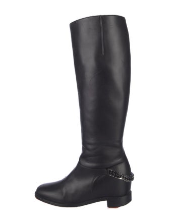 Christian Louboutin Leather Chain-Link Accents Riding Boots