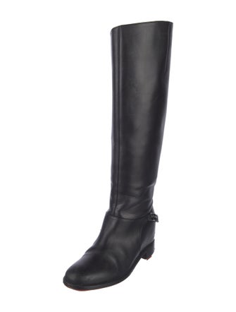 Christian Louboutin Leather Chain-Link Accents Riding Boots