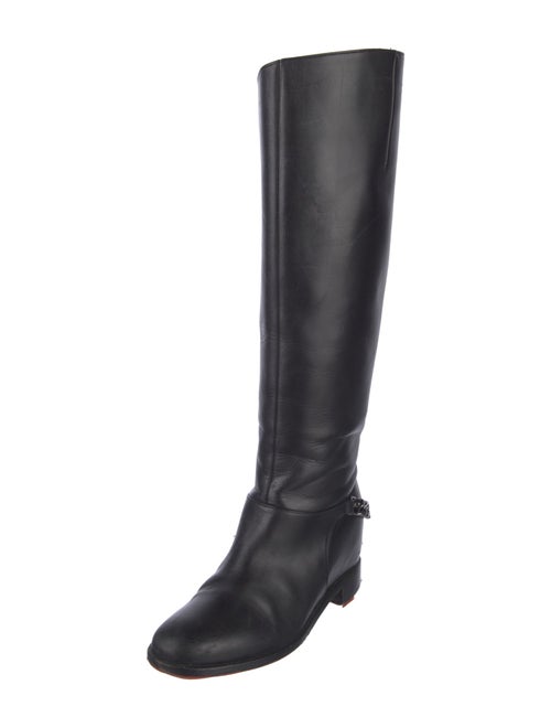 Christian Louboutin Leather Chain-Link Accents Riding Boots