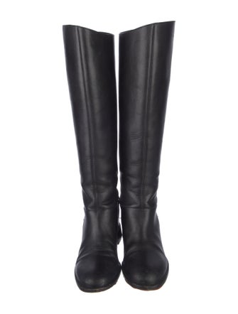 Christian Louboutin Leather Chain-Link Accents Riding Boots